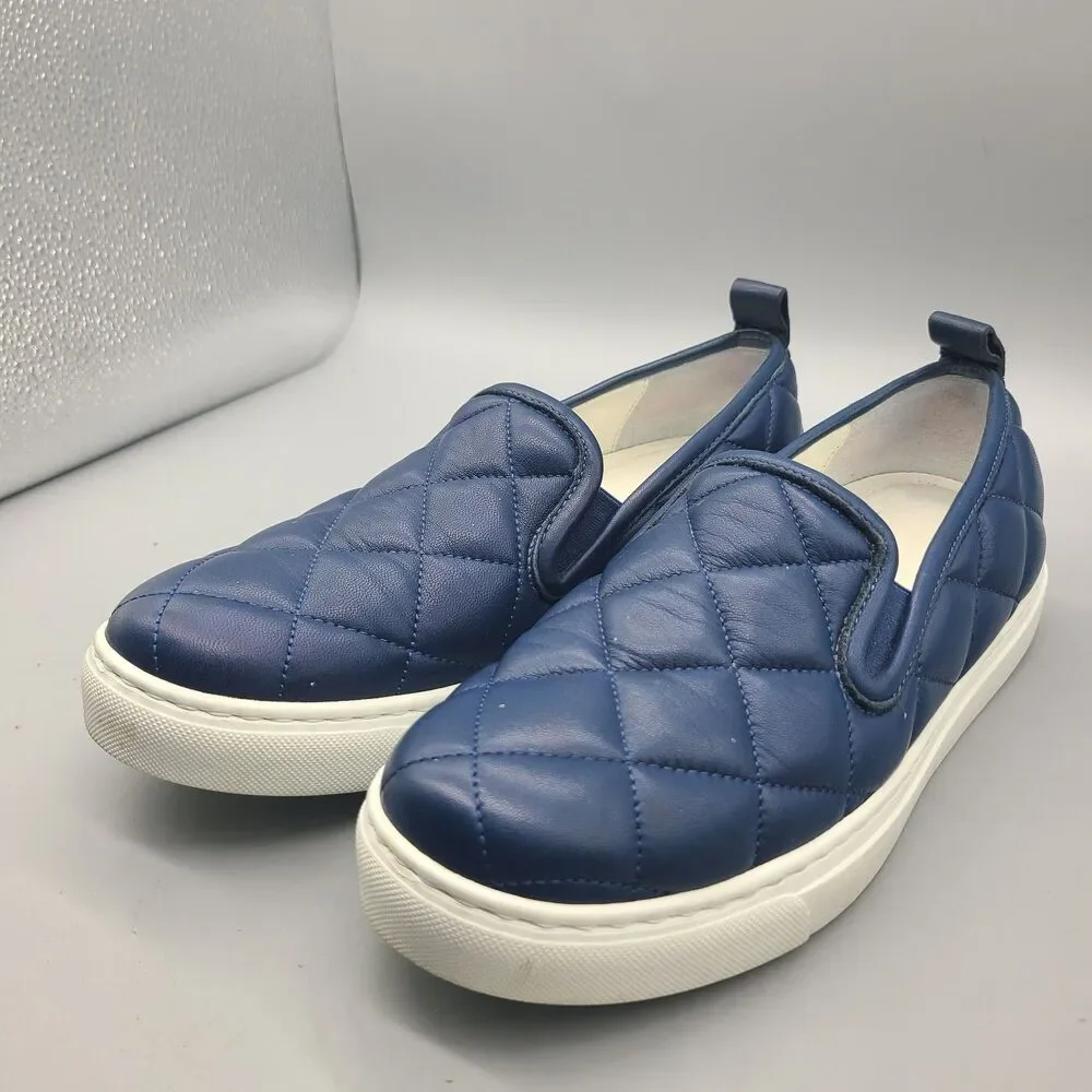 M. Gemi Slip On Sneakers navy blue leather quilted  comfort US 7/ EUR 38 Italy